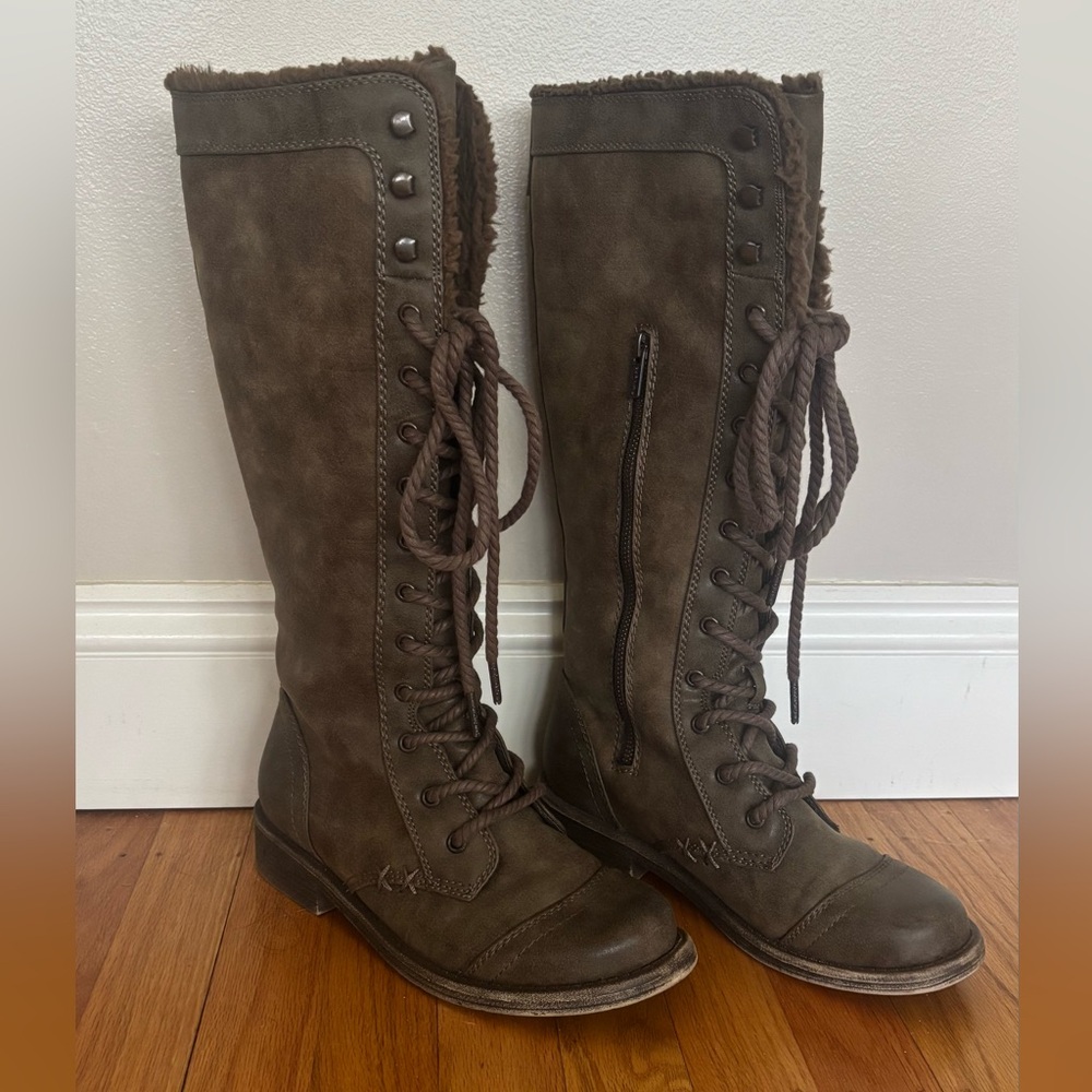 Roxy Dark Brown Lace-Up Riding Boots